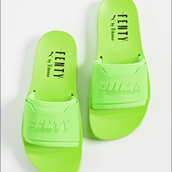 Lime green puma slides Clearance
